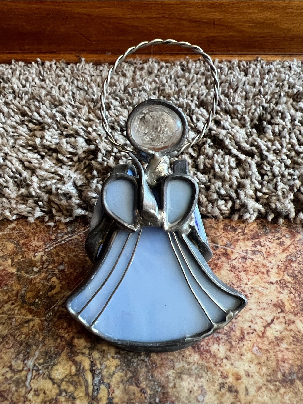 Stained Glass Angel Suncatcher - Light Blue